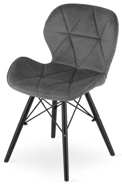 Set troch jedálenských stoličiek LAGO zamat sivé (čierne nohy) (3ks)