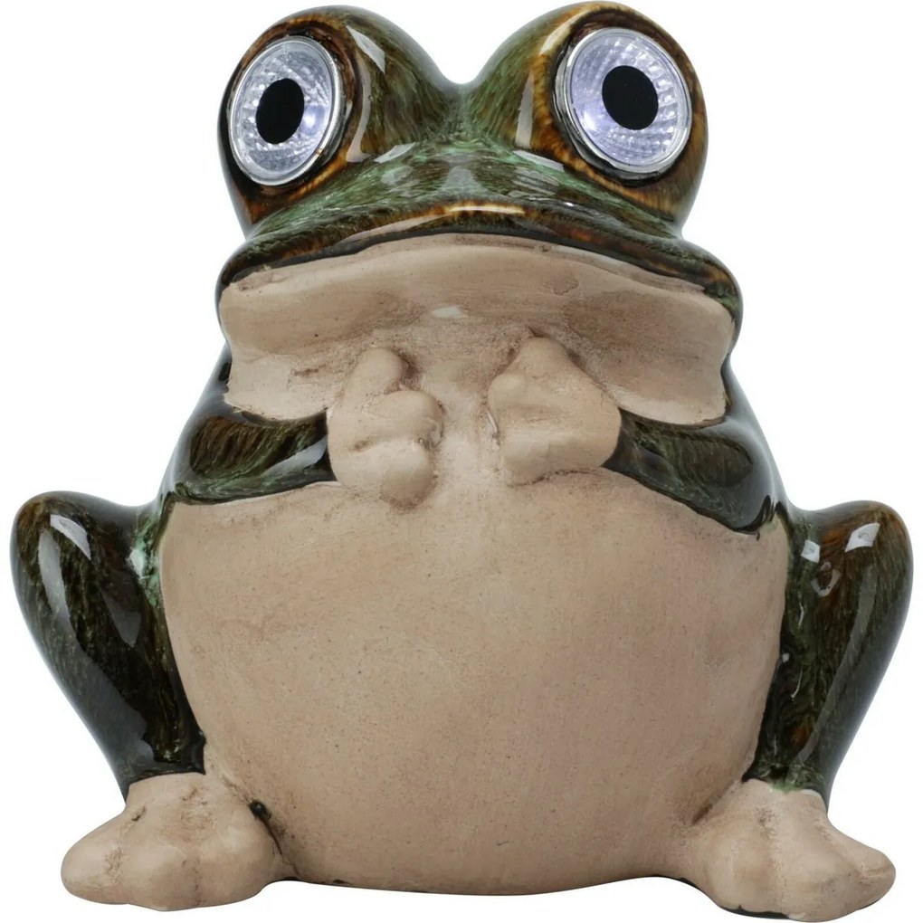 Solárna záhradná dekorácia Žaba, porcelán, 11 x 6,6 x 13,5 cm