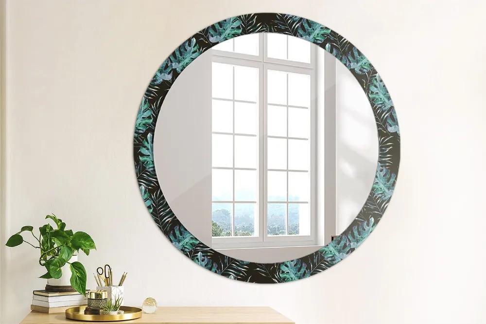 Okrúhle ozdobné zrkadlo Exotické listy fi 90 cm