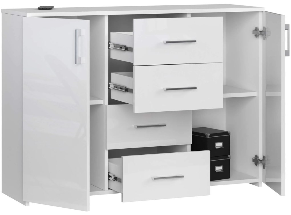 Komoda Torvi K 110,4 cm biela lesklá