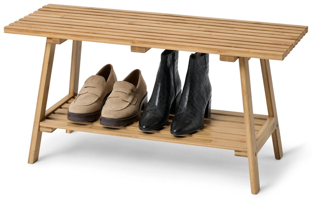 Lavica »HOLT« z bambusu s lamelovými prvkami