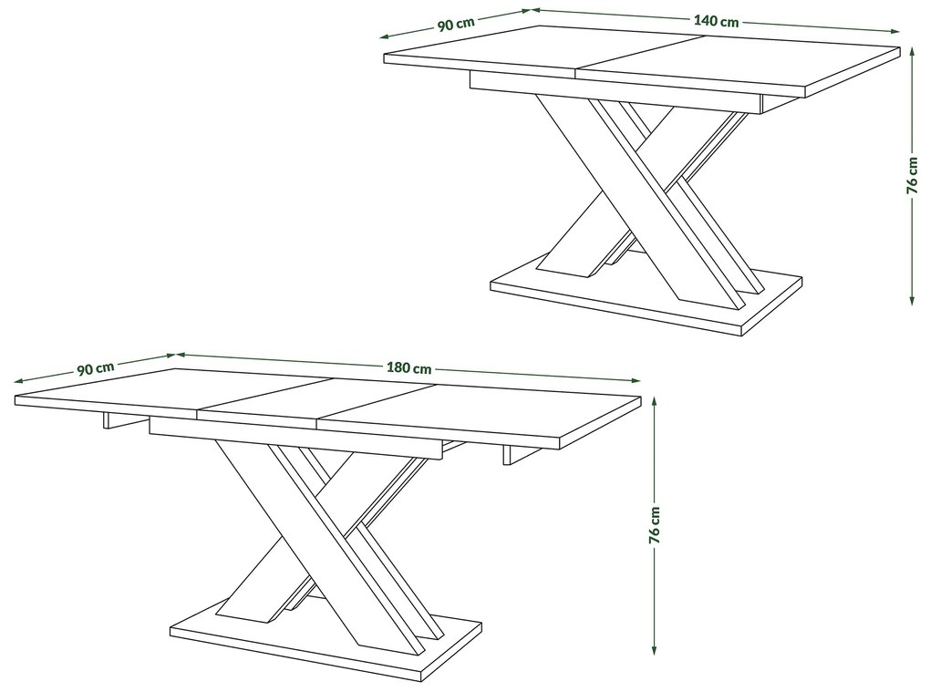 KARO Biela Matná/Čierna Matná - MODERNÝ ROZKLADACÍ STÔL DO 180 cm!