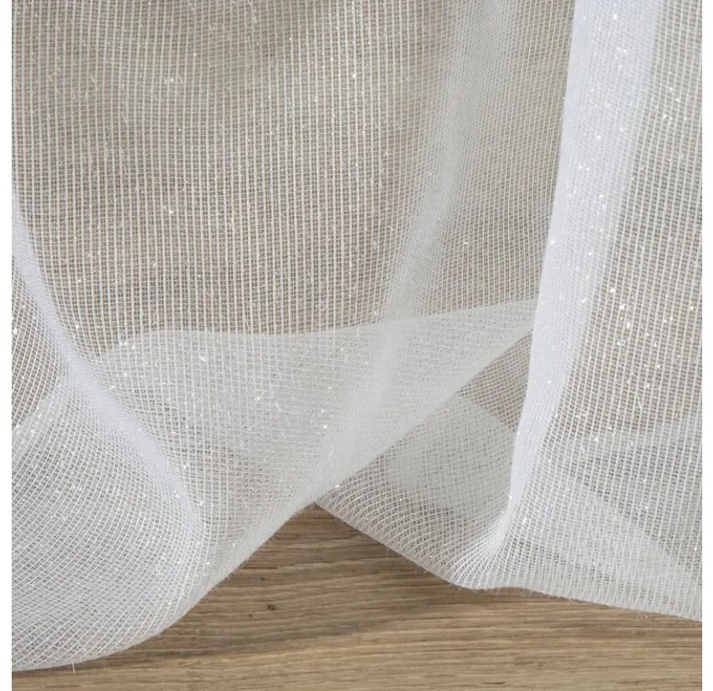 DECOREUM Jednofarebná záclona s mohérovou trblietavou niťou 350 cm x 250 cm biela 98830