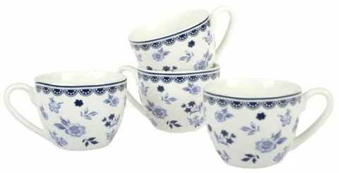 4-dielna sada porcelánových šálok Floral, 90 ml