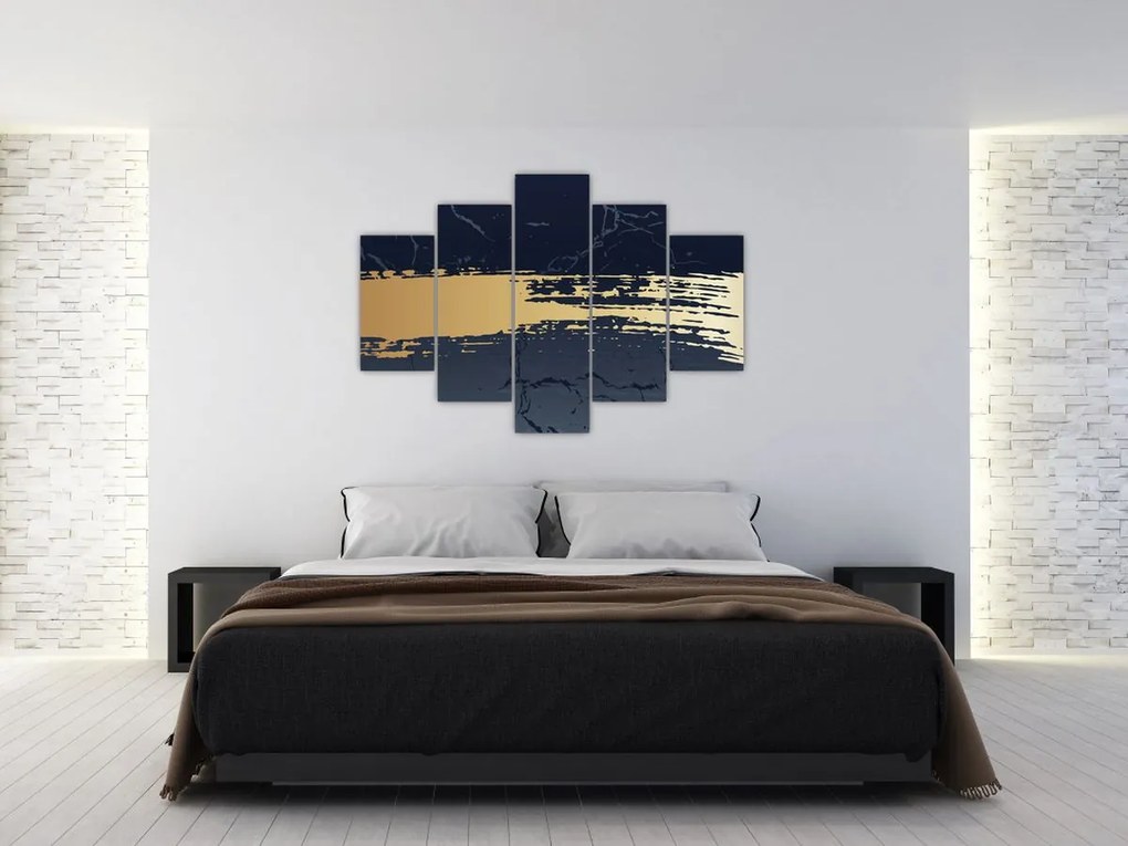 Obraz - Modrá a zlatá abstrakcia N⁰2 (150x105 cm)