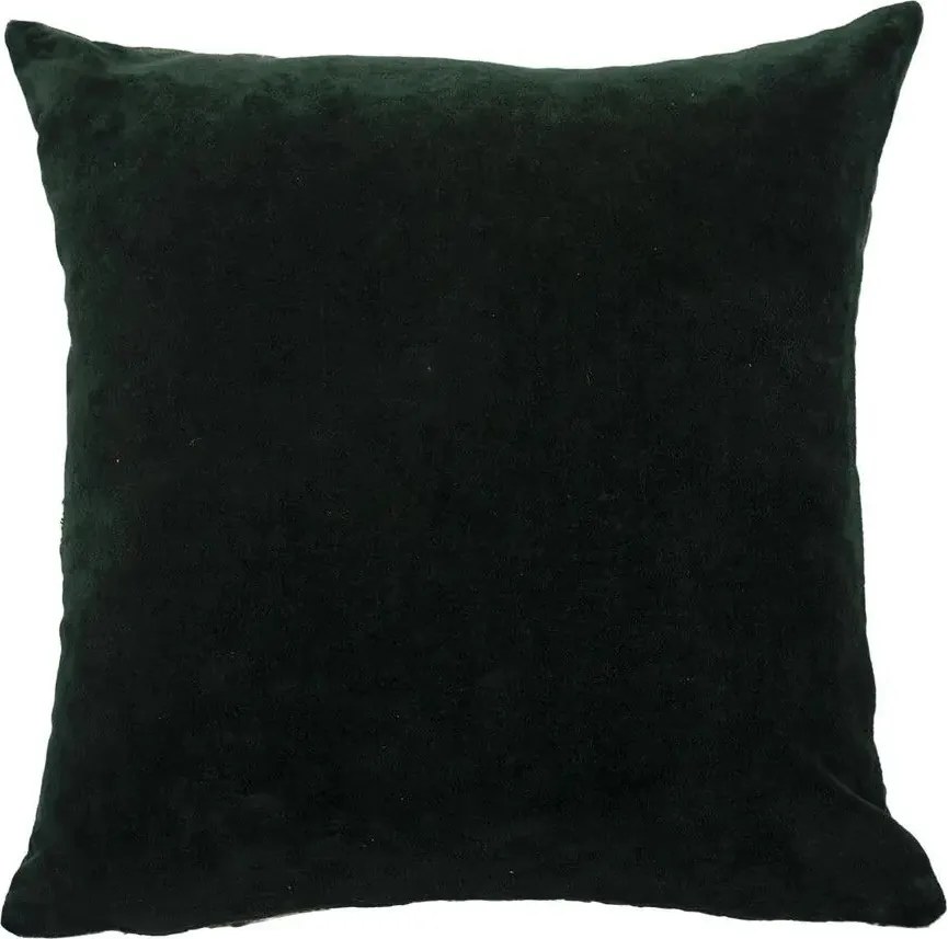Zelený zamatový vankúš s dekorom kvetín a kakadu Cockatoo - 45*45*17cm