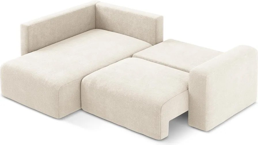 Krémovobiela ženilková rozkladacia/s úložným priestorom rohová pohovka (ľavý roh/do L) Kona – Makamii