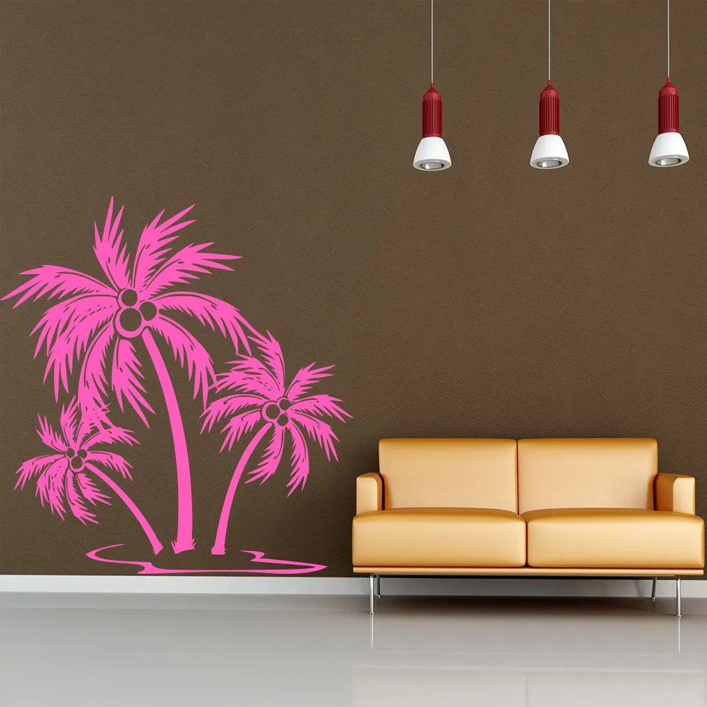 Veselá Stena Samolepka Palmy na ostrovčeku Farba: černá, Veľkosť: 60 x 61 cm
