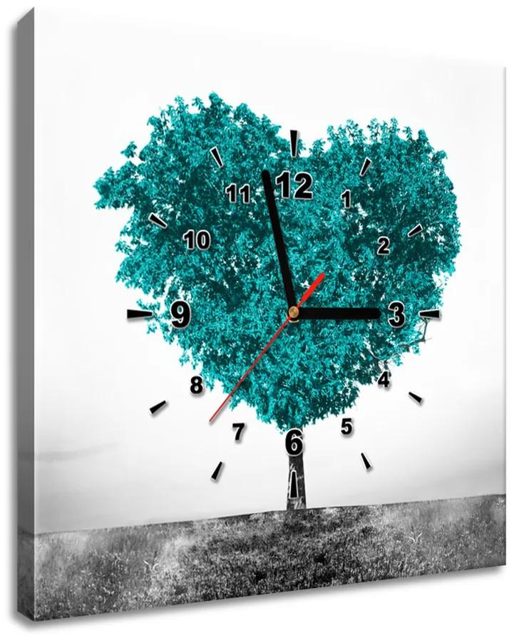 Gario Obraz s hodinami Tyrkysový strom lásky Veľkosť: 40 x 40 cm