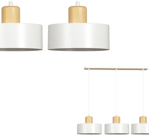 Luster na lanku TORIN 3xE27/15W/230V biela