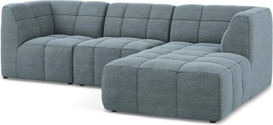 Modrá rohová pohovka z textílie buklé (pravý roh/s leňoškou) Aloha – Makamii