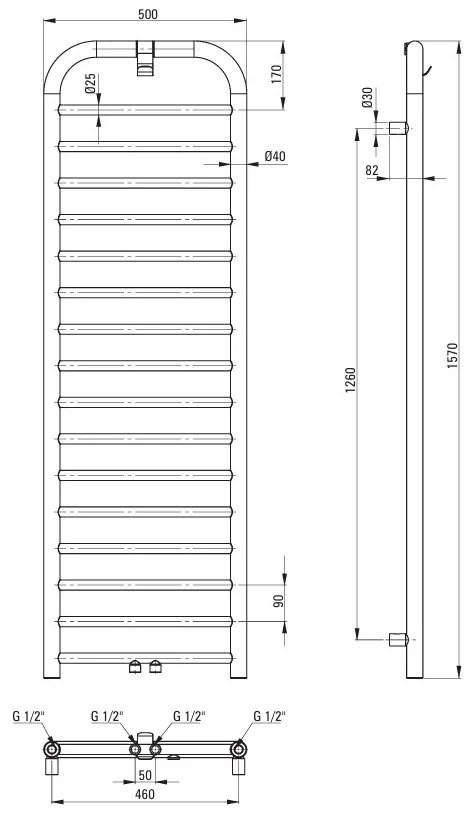 Deante Silia, kúpeľňový radiátor 500x1570 mm, 586W, biela matná, DEA-AGI_AG51