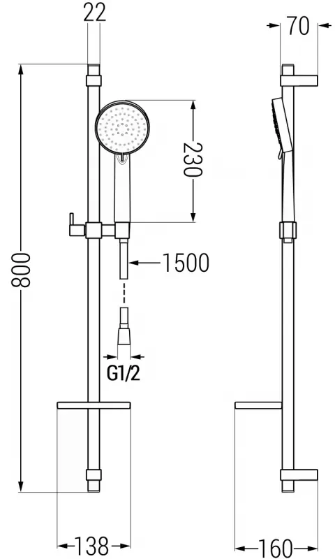 Mexen sprchový set DQ75, čierna, 785754581-70