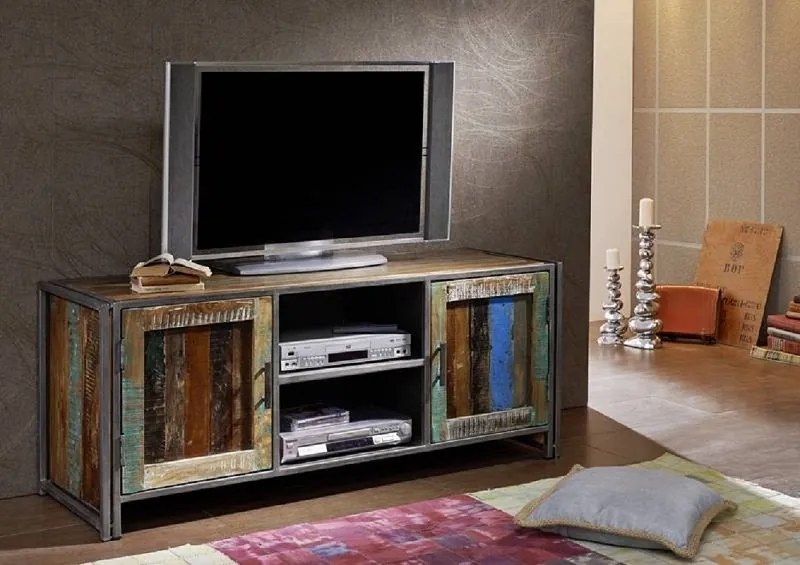 Bighome - PORTO TV stolík so skrinkami 150x60 cm, staré drevo