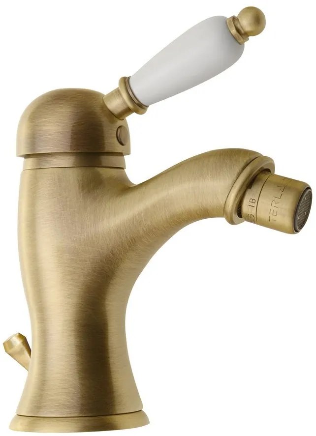 Sapho Sapho, KIRKÉ WHITE stojánkova bidetová batéria s výpusťou, biela páčka, bronz, KI03BB