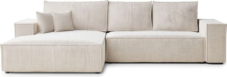 Krémovobiela ženilková rozkladacia/s úložným priestorom rohová pohovka (ľavý roh/s leňoškou) Maze – Maison de Rêve
