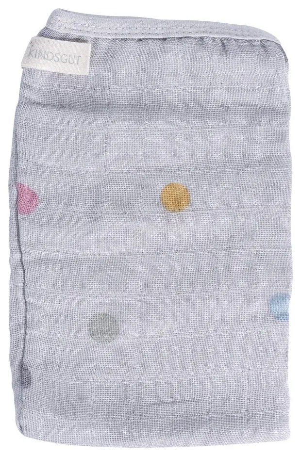 Súprava 2 sivých mušelínových uteráčikov Kindsgut Dots, 14 x 20 cm