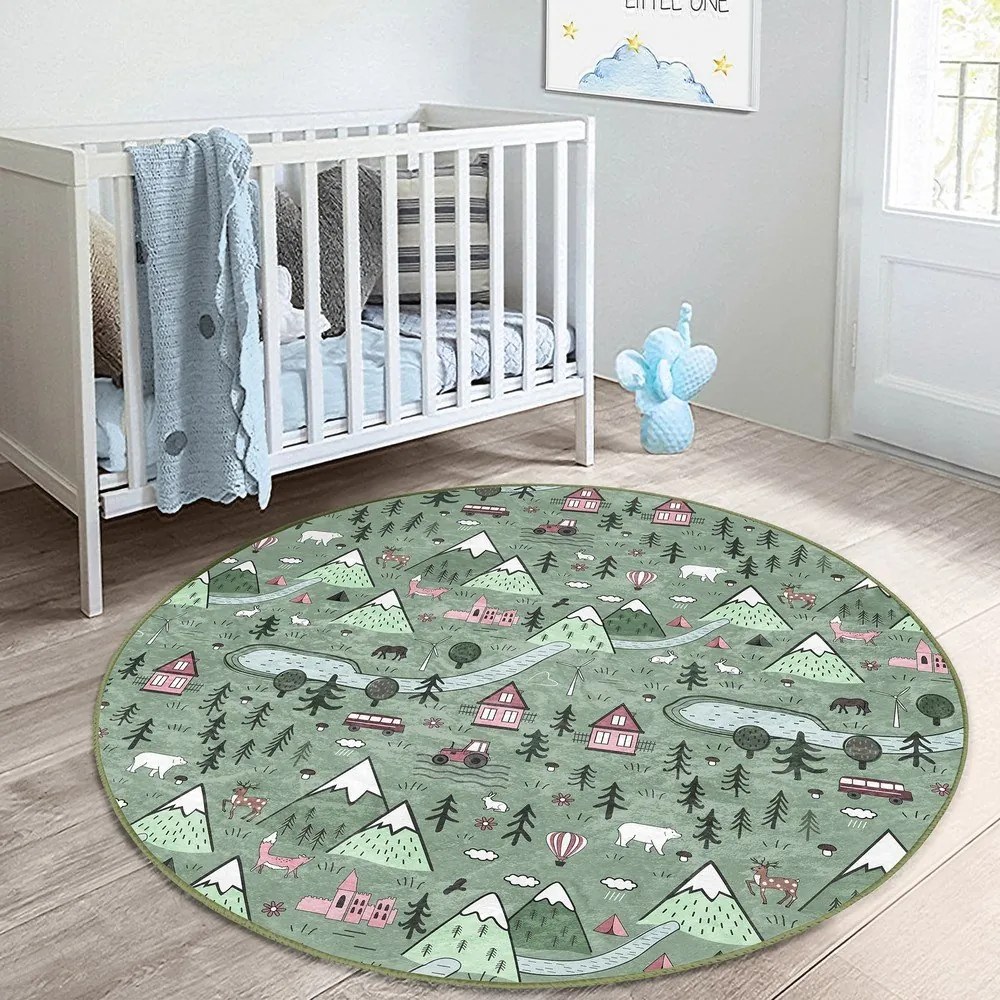 Zelený detský koberec ø 120 cm Comfort – Mila Home