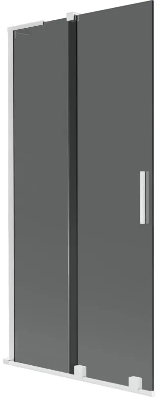 Mexen Velar L, 2-krídlová posuvná vaňová zástena 95 x 150 cm, 8mm šedé sklo, biela matná, 896-095-003-41-20