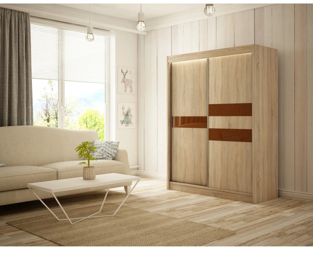 Kvalitná Šatníková Skriňa Arrow 120 cm Čierny Mat/Biely Mat Čierna