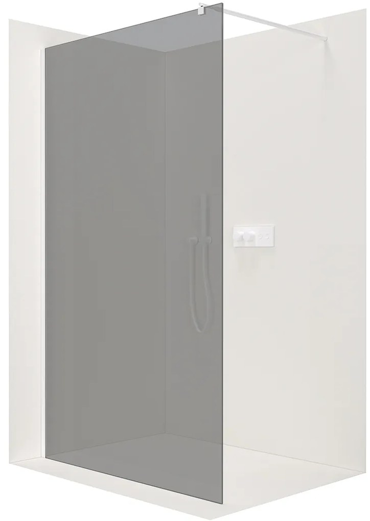 CERANO - Sprchová zástena Walk-in Onyx Ľ/P - guľatá vzpera - biela matná, grafitové sklo - 70x200 cm, CER-CER-8050BD193