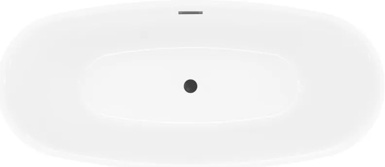 Mexen Luvo Slim, voľne stojaca vaňa 170 × 75 cm, biela lesklá, čierny prepad, 52801707500-70