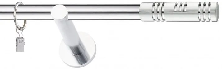 Dekorstudio Chrómová jednoradová garniža ELIS 19mm Dĺžka: 320cm, Typ uchytenia: Držiak modern, Typ príslušenstva: Krúžky tiché so štipcami