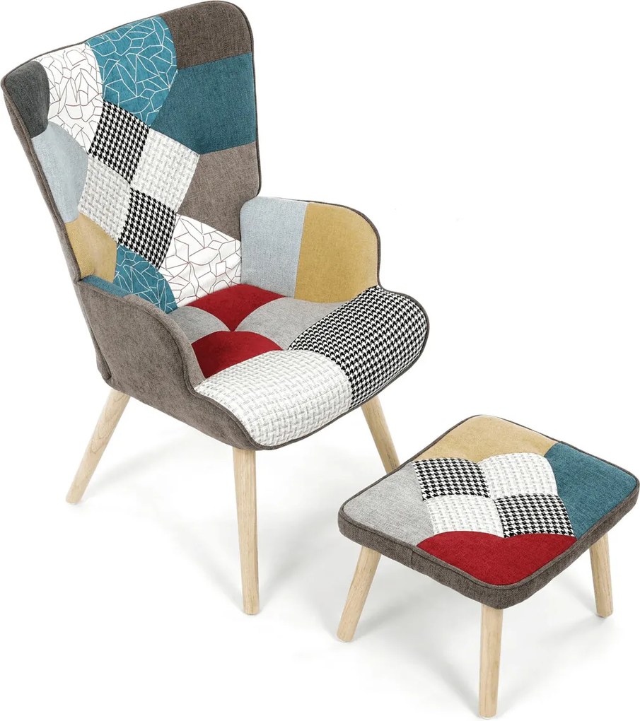Kreslo ušiak s podnožou AK-305B PW2 Farba: Patchwork