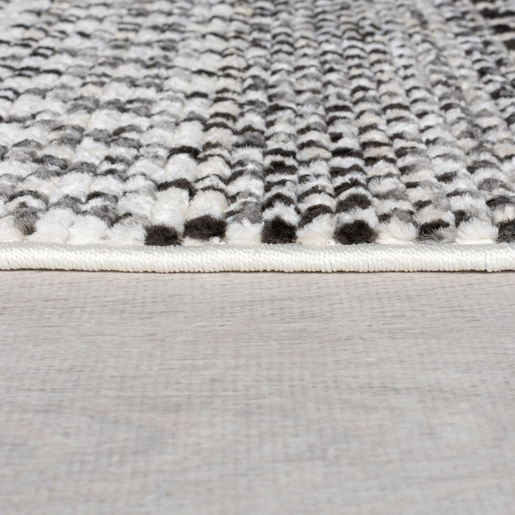 Flair Rugs, Kusový koberec Santiago Camino Black/White, 240x320, čiernobiela, obývacia izba