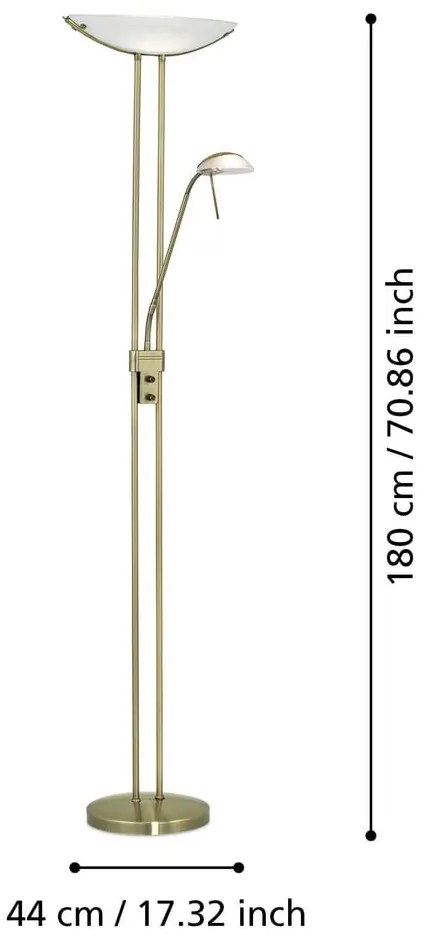 Stojacia lampa v bronzovej farbe so skleneným tienidlom (výška 180 cm) BAYA – EGLO