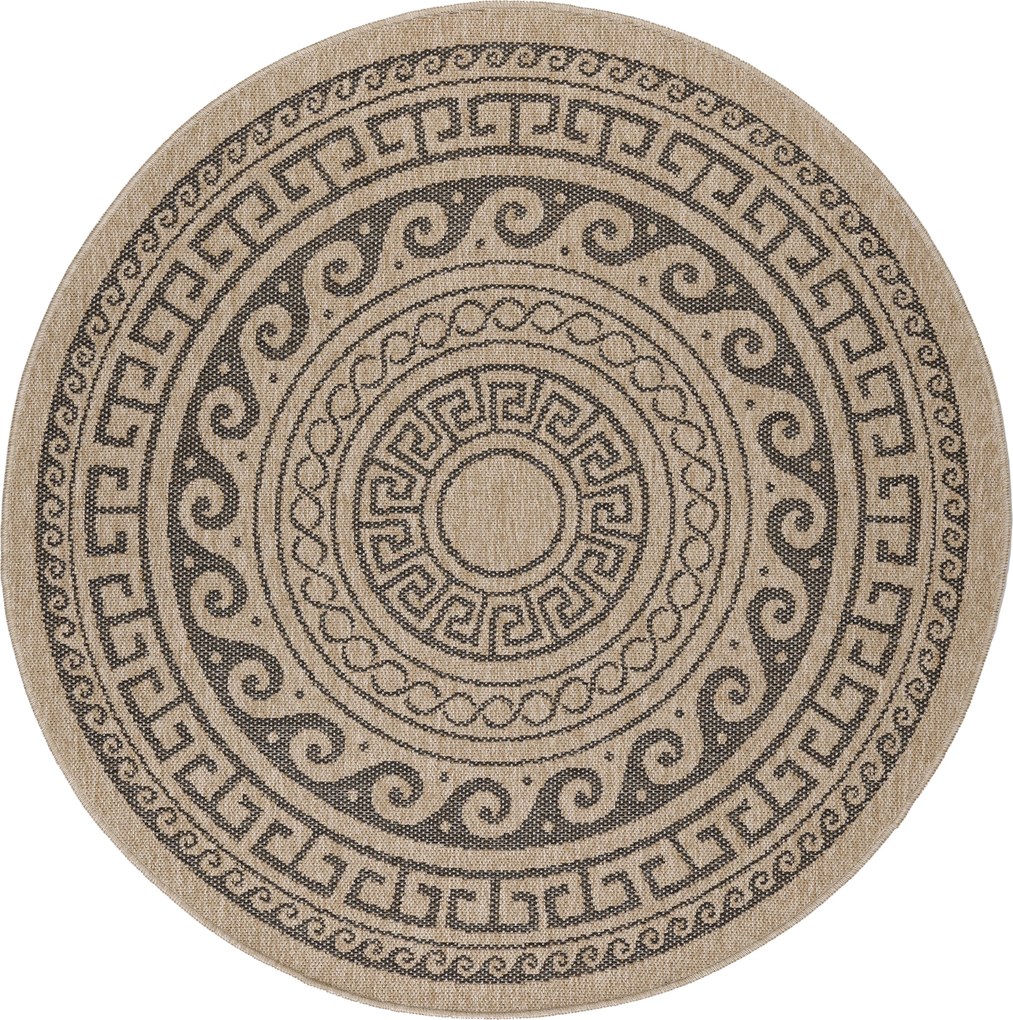 Ayyildiz, Kusový koberec Comilla 887 Black kruh, 80x80 (priemer) kruh, hnedá, chodba / predsieň