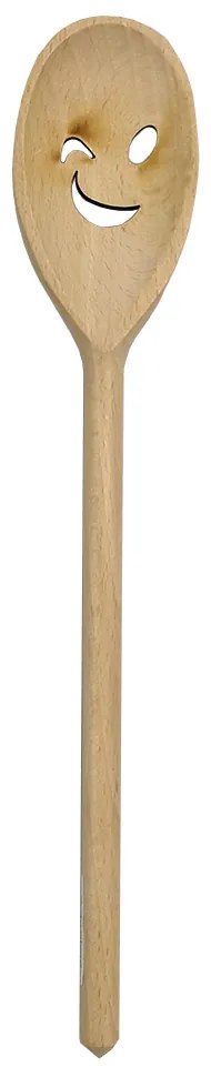AMADEA Drevená vareška s tvárou, masívne drevo, dĺžka 30 cm