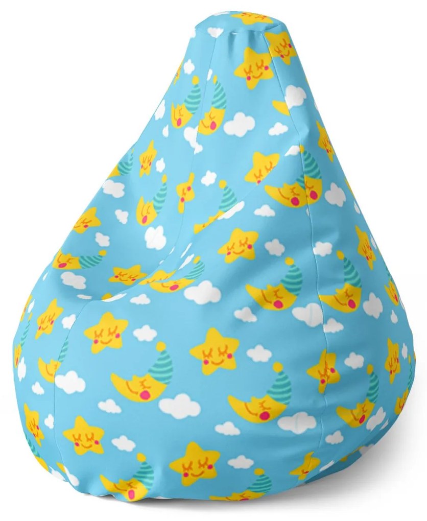 Sablio Sedací vak Pear Hviezdy a mesiace - 70 x 95 x 15 cm