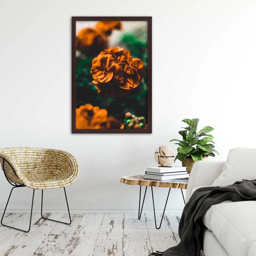 Gario Plagát Oranžové letné kvety Farba rámu: Čierna, Rozmery: 70 x 100 cm