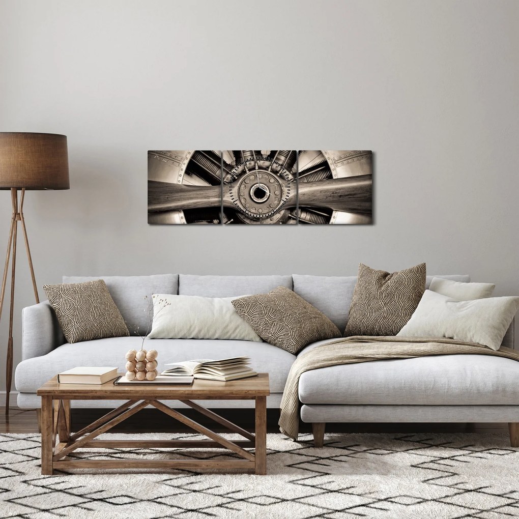 Obraz - Letecká vrtuľa (s hodinami) (90x30 cm)