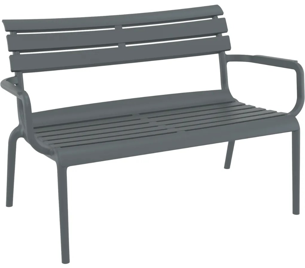 PARIS ZÁHRADNÁ LOUNGE LAVICA S PODRÚČKAMI dark grey