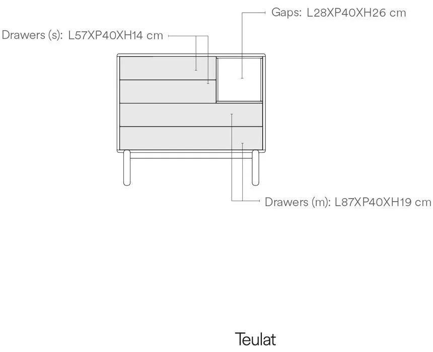 Tmavosivá nízka komoda 90x90 cm Corvo - Teulat