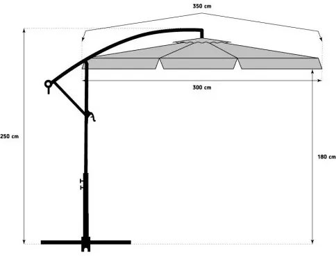 Záhradný skladací slnečník LEVI 300 cm, sivý + obal zdarma