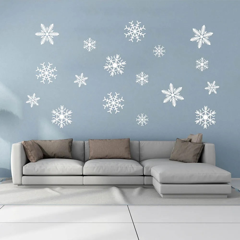 GLIX Snowflakes - nálepka na stenu Biela 50 x 35 cm