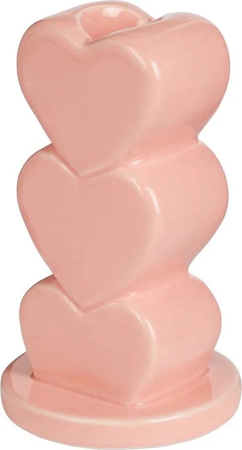 HEARTS Svietnik na dlhú sviečku 12 cm – ružová