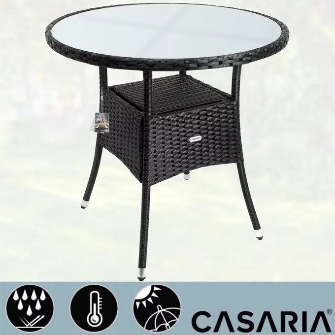 InternetovaZahrada Ratanový stôl Ø80 cm - čierny