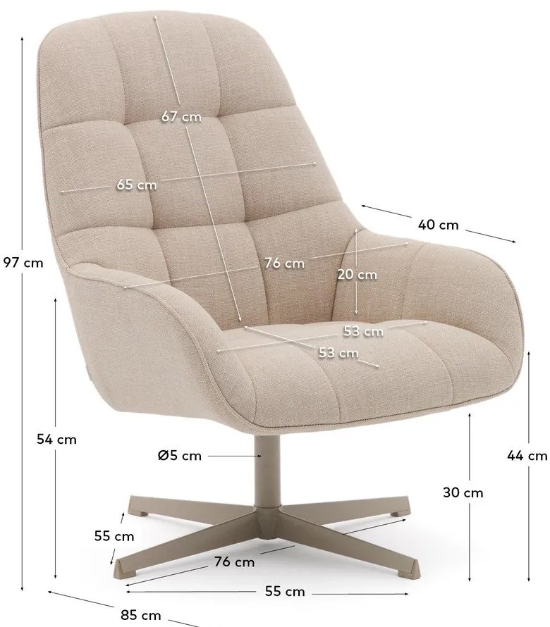 Béžové otočné kreslo Jaspe – Kave Home