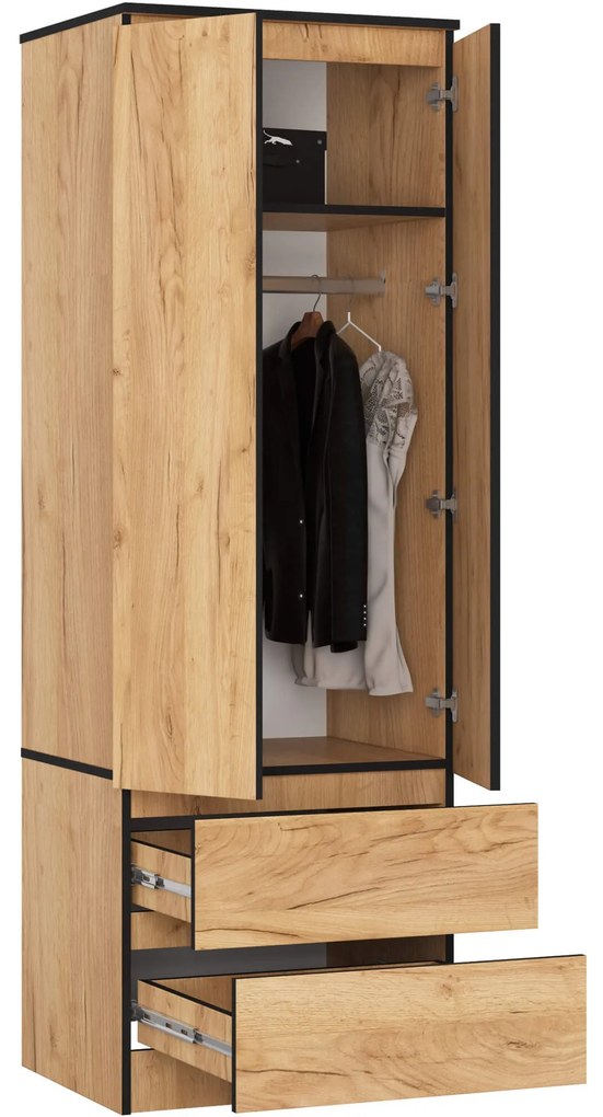 Šatníková skriňa STAR 60 cm dub craft zlatý