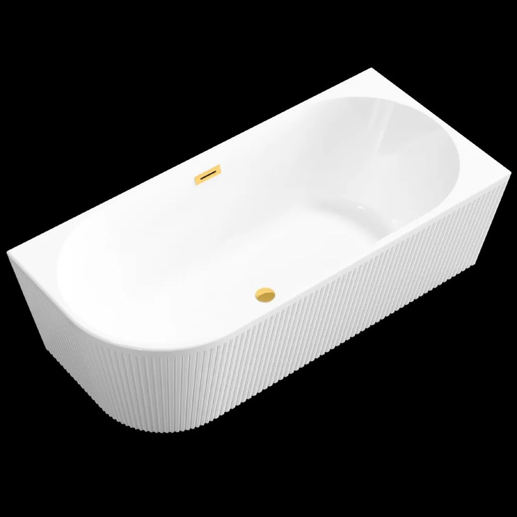 Invena Invena, voľne stojaca vaňa 170x80x58 cm, pravá, biela lesklá, zlatý prepad, INV-AN-02-19P-KPL