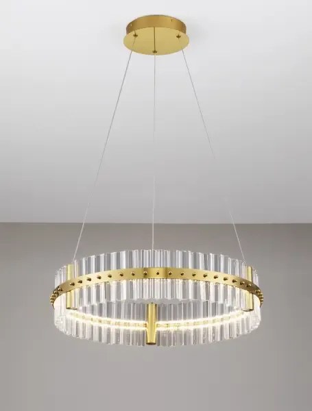 LED stmievateľný platinum zlatý moderný luster Kezo-60