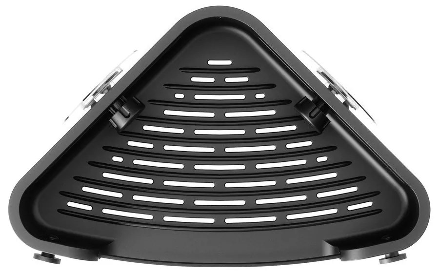 Čierna rohová plastová kúpeľňová polička bez vŕtania Flex Adhesive – Umbra