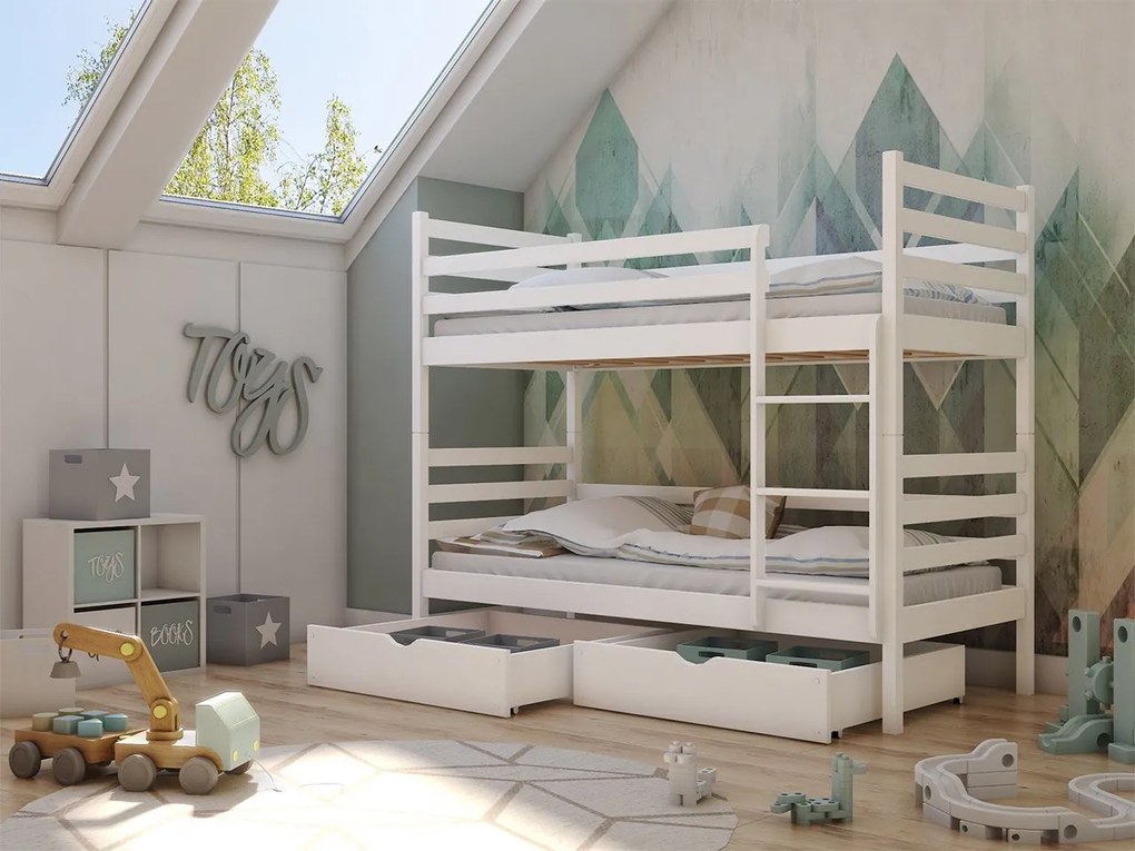 Poschodová posteľ Aero, Rozmer postele: 90x200 cm, 049-farby: biela