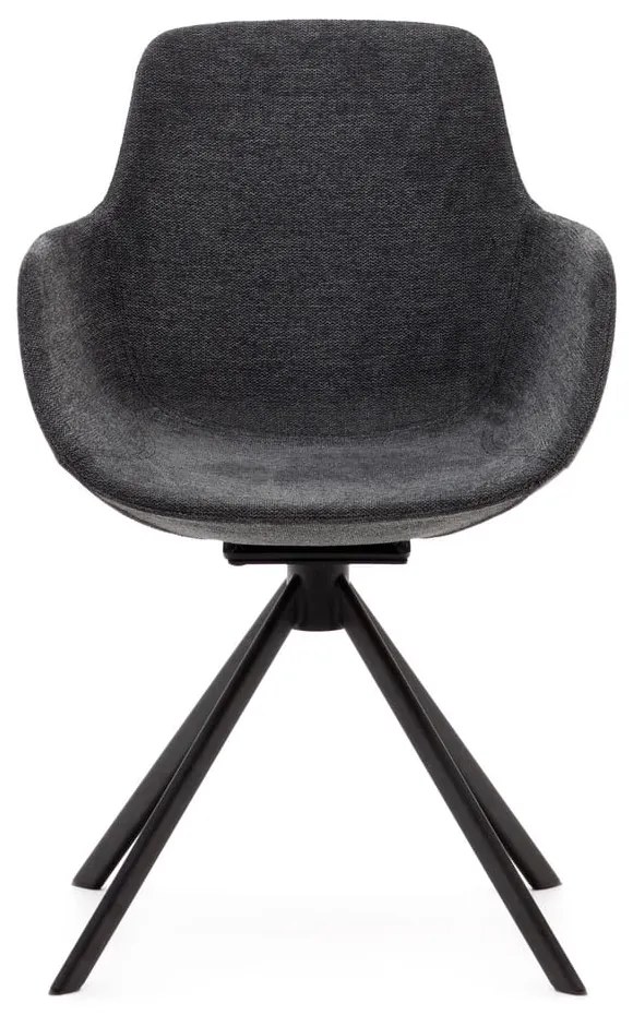 Tmavosivé čalúnené jedálenské kreslá v súprave s podrúčkami 2 ks Tissiana – Kave Home