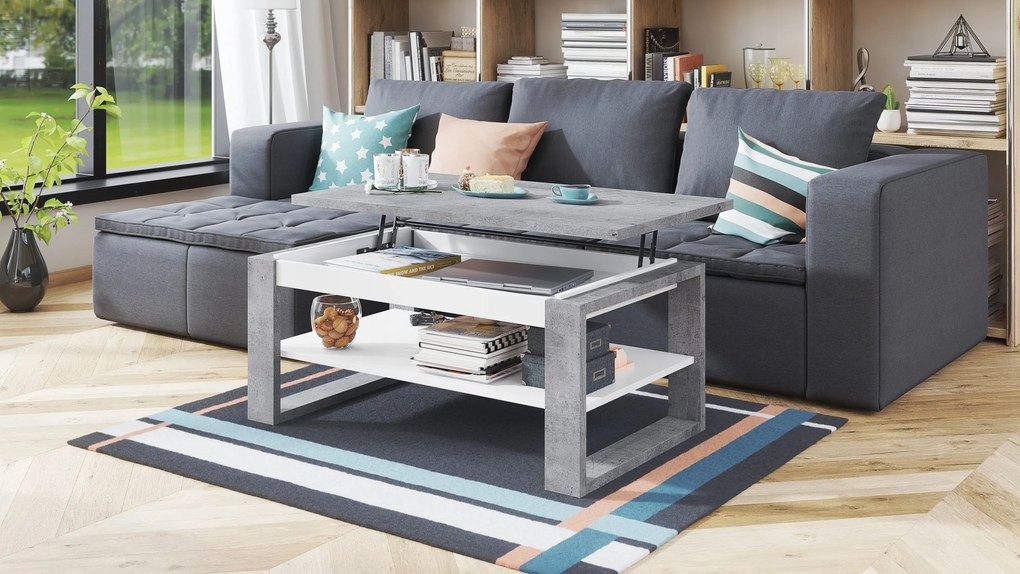 NUO betón/ biely, konferenčný stolík