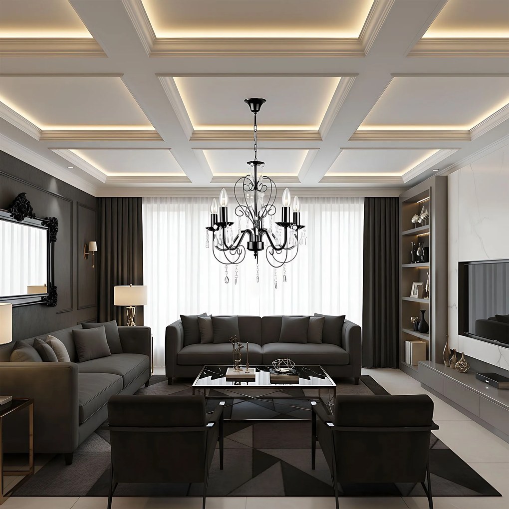 Toolight Toolight, stropné svietidlo 5xE14, EBT010-5CP, čierna, OSW-01245